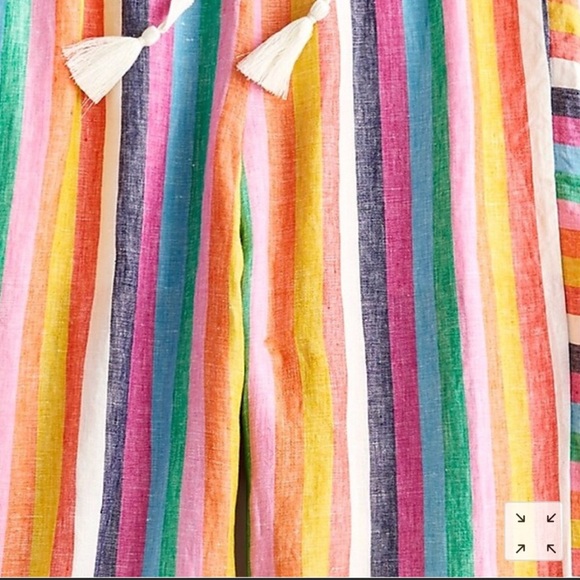 JCrew Linen Drawstring Boho pants in rainbow stripe. - Picture 2 of 2
